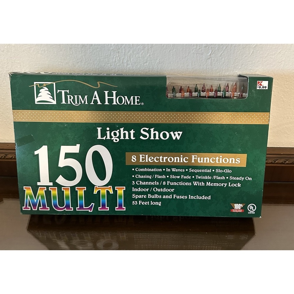 Vintage Kmart Christmas Tree Lights 150 Trim A‎ Home 8 Functions Multi Color NOS